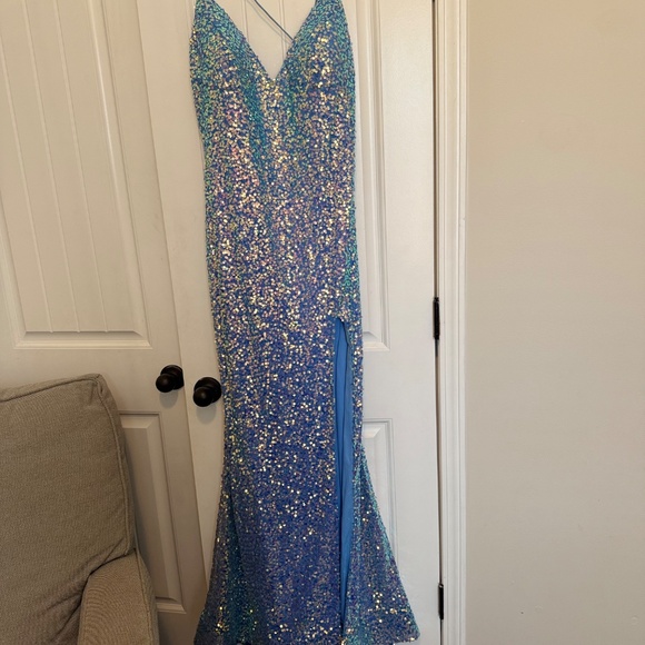 Amarra Blue Sequin Formal Gown - Picture 2 of 5